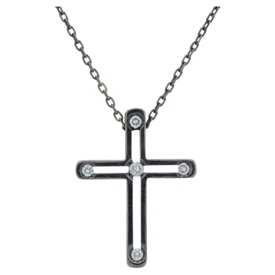 Pre-owned Damiani 18k Wg  .15 Ctw Diamond Cross Pendant In Multiple