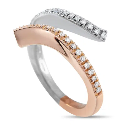 Damiani 18k White And Rose Gold Diamond Bypass Ring Dm06-103025 In Multi