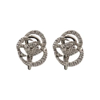 Pre-owned Damiani 18k White Gold 0.35ctw Diamond Rose Earrings