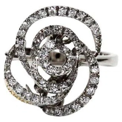 Pre-owned Damiani 18k White Gold Diamond Flower Ring