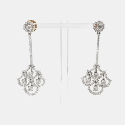 Pre-owned Damiani 18k White Gold Diamond Juliet Earrings