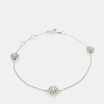 Pre-owned Damiani 18k White Gold Diamond Margherita Bracelet In Multi
