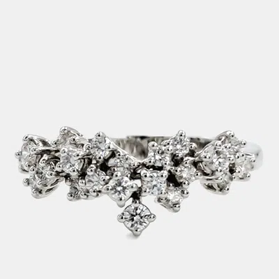 Pre-owned Damiani 18k White Gold Diamond Mimosa Ring Eu 56