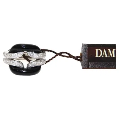 Pre-owned Damiani 18k White Gold Onyx And Diamonds Ring