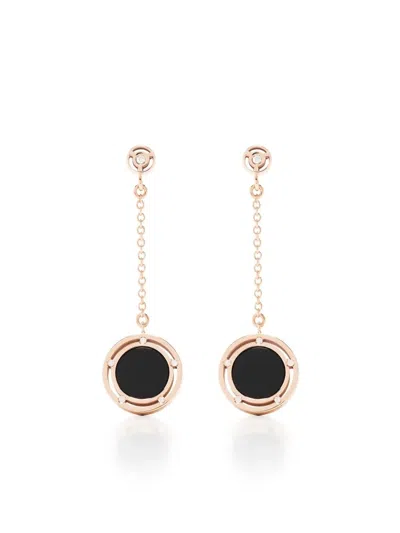 Damiani 18kt Rose Gold D. Side Onyx Drop Earrings