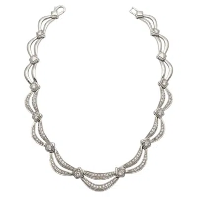 Pre-owned Damiani 2 Carat Diamond And 18k White Gold Link Necklace