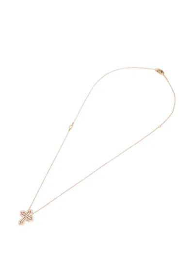 Pre-owned Damiani 2010-2020s Belle Epoque Cross Diamond Necklace In Pink