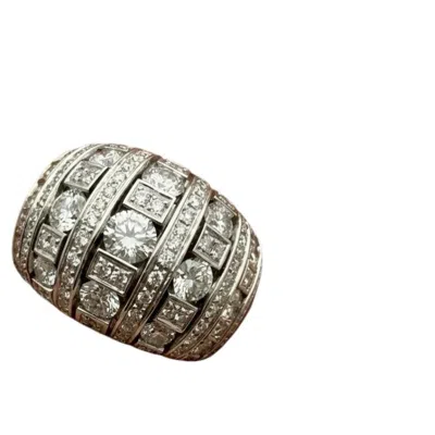 Pre-owned Damiani 3 Carat Diamond Cocktail Ring In 18k White Gold
