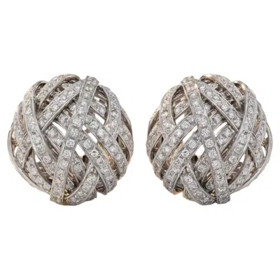 Pre-owned Damiani 5.60 Carat Diamond Layered Crossover Puff Earrings 18k Gold In Multi