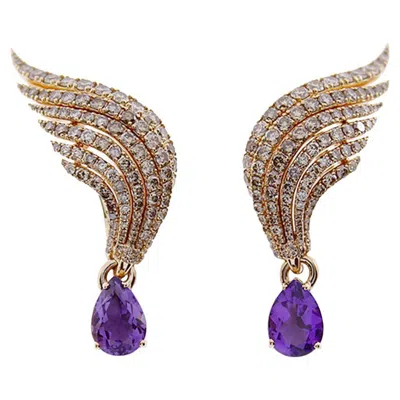 Pre-owned Damiani Amethyst Diamond Earrings In Purple