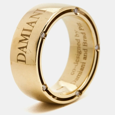 Pre-owned Damiani & Brad Pitt Diamond 18k Yellow Gold Ring Size 50