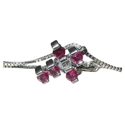 Pre-owned Damiani Cross Pink Rubies Brilliant-cut White Diamond Pendant