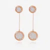 DAMIANI D. SIDE 18K ROSE GOLD DIAMOND AND MOTHER OF PEARL DROP EARRINGS