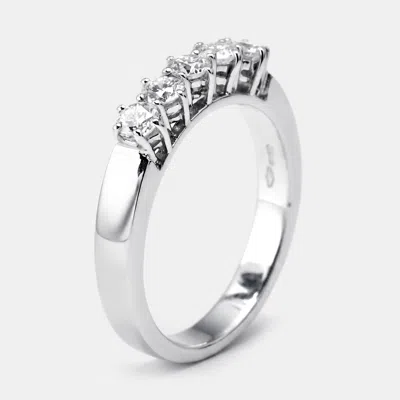 Pre-owned Damiani Diamond 18k White Gold Ring Size 55