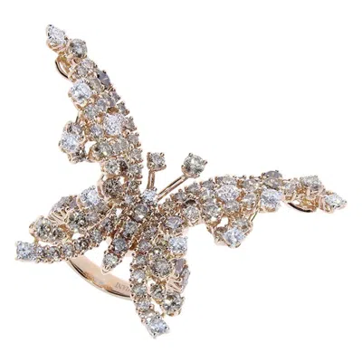 Pre-owned Damiani Diamond Butterfly Diamond Ring In Multi