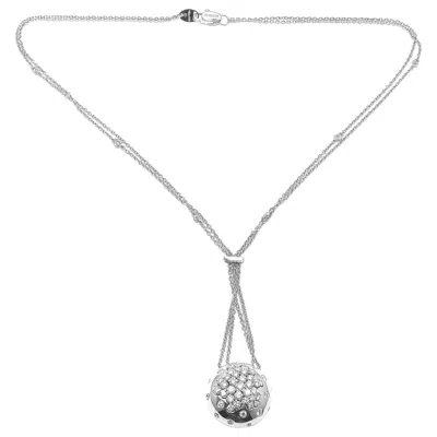 Pre-owned Damiani Diamond Drop Cluster White Gold Pendant Necklace