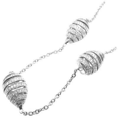 Pre-owned Damiani Diamond Spiral Teardrop 3 Motif White Gold Necklace