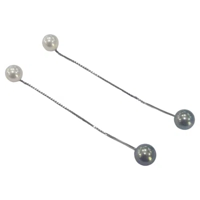 Pre-owned Damiani Earrings Black And White Cultured Pearl White Gold 18 Karat