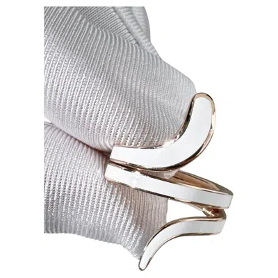 Pre-owned Damiani Eden 18k Rose Gold & White Ceramic Diamond Snake Ring Size 48