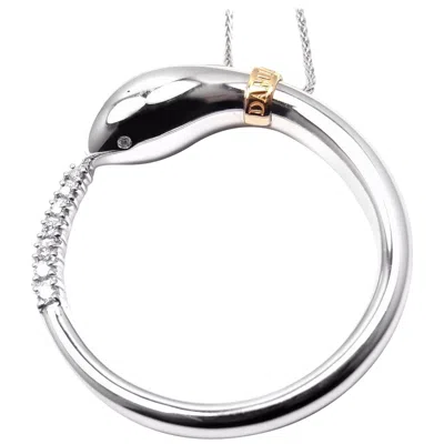 Pre-owned Damiani Infinito Diamond Snake White Gold Pendant Necklace