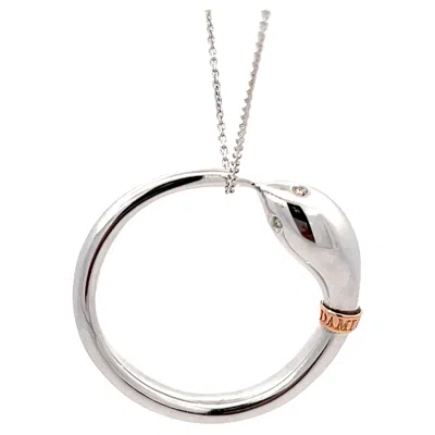 Pre-owned Damiani Infinito Snake Pendant Necklace In 18k White Gold