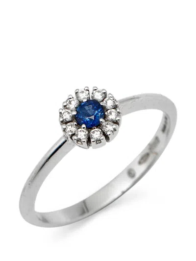 Pre-owned Damiani Margerita Sapphire And Diamond Ring In Silver