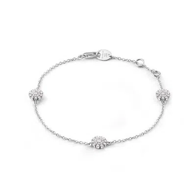 Damiani Margherita 18k White Gold Diamond Bracelet In Silver