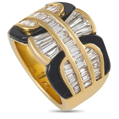 Damiani 18k Yellow Gold 2.38 Ct Diamond And Onyx Ring In Multi-color