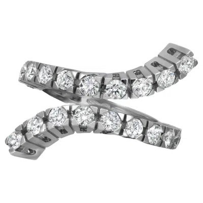 Pre-owned Damiani Round Cut Diamond Open Ring 18k White Gold 1.26cttw Size 5.5