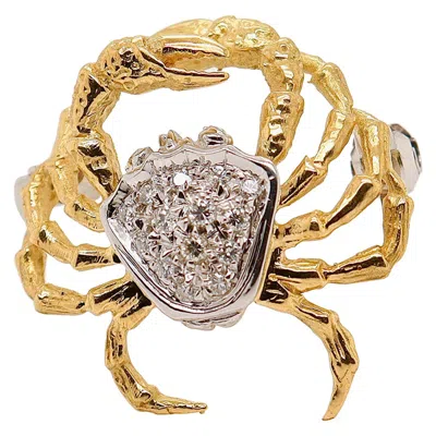 Pre-owned Damiani Signed  18k Gold & Diamond Crab Shaped Brooch Or Pin In Multi