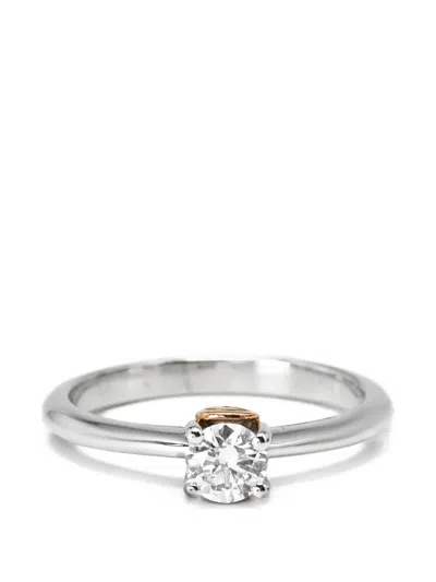 Pre-owned Damiani Solitaire Diamond Ring In 银色