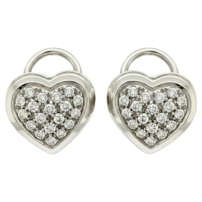 Pre-owned Damiani White Gold 18k Diamond Heart Earrings