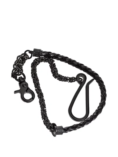 D'amico Braided Leather-chain Keychain In Metallic