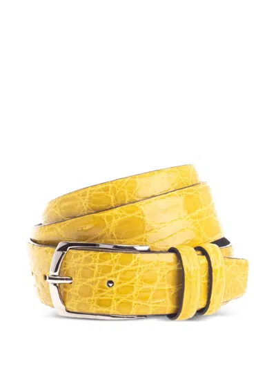 D'amico Crocodile-effect Leather Belt In Yellow