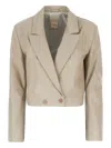 D'amico Double-breasted Cropped Jacket In Neutral