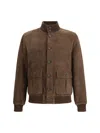 D'amico Suede Goat Leather Jacket In Brown