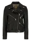 D'amico Leather Belted Biker Jacket In Black