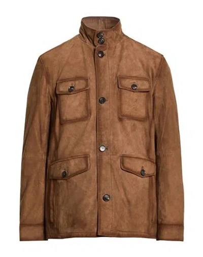 D'amico Man Jacket Brown Size 38 Goat Skin