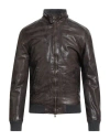 D'amico Man Jacket Dark Brown Size 38 Leather In Brown