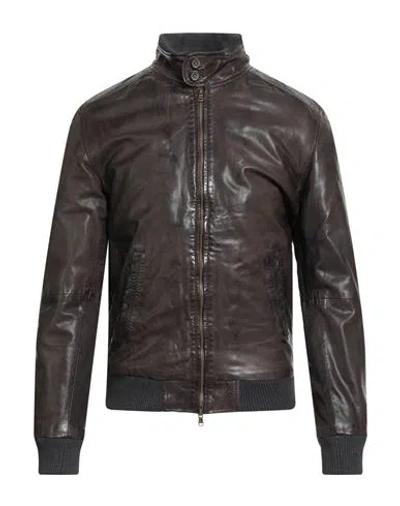 D'amico Man Jacket Dark Brown Size 38 Leather
