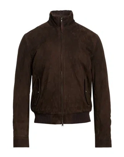 D'amico Man Jacket Dark Brown Size 38 Leather