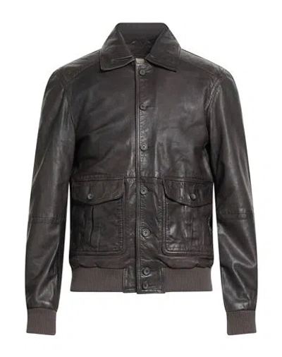 D'amico Man Jacket Dark Brown Size 44 Leather In Black