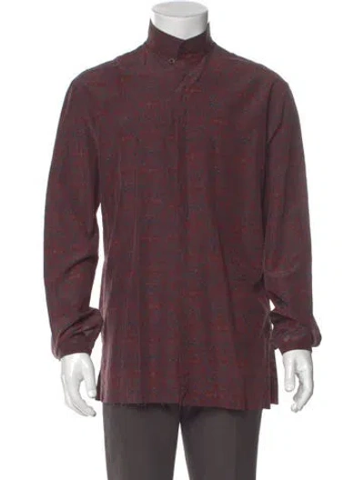 Pre-owned Damir Doma Printed Long Sleeve Shirt In Burgundy