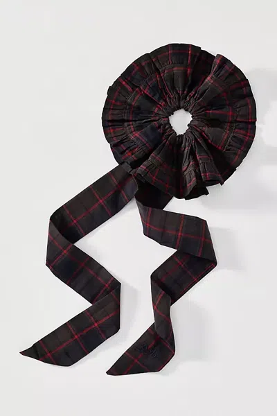 Damson Madder 100% Cotton Plaid Scrunchie In Multicolor
