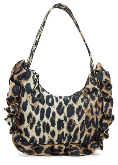 Damson Madder 90's Frill Leopard-print Shell Shoulder Bag