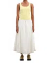 Damson Madder Agatha Midi Skirt In White In Yellow