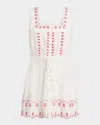Damson Madder Womens Amaya Embroidered Cotton-poplin Mini Dress White In White