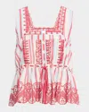 Damson Madder Amaya Sleeveless Embroidered Blouse In Multi
