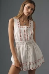 Damson Madder Womens Amaya Embroidered Cotton-poplin Mini Dress White In White