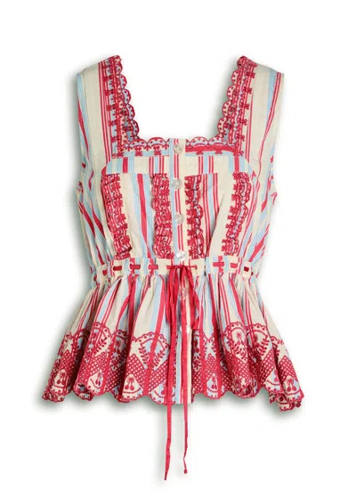 Damson Madder Amaya Striped Cotton Blouse In Red